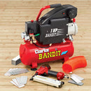 Tan Clarke Bandit 2241007 4 to 4.5 CFM 8 Litre 1HP Air Compressor Nailing Stapling Kit 230V