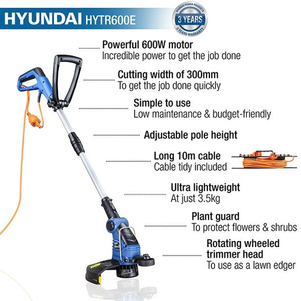 Hyundai HYTR600E 600W 30cm Electric Grass Trimmer