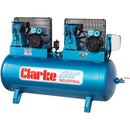 Dark Cyan Clarke XE37/270 (O/L) 36 CFM 270 Litre 2×4 HP Industrial Air Compressor (230V)
