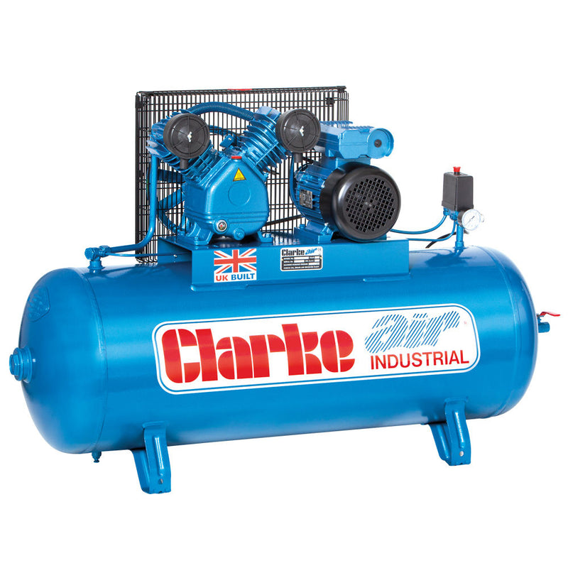 Steel Blue Clarke XEV16/150 (OL) 14 CFM 150 Litre 3HP Industrial Air Compressor (230V)