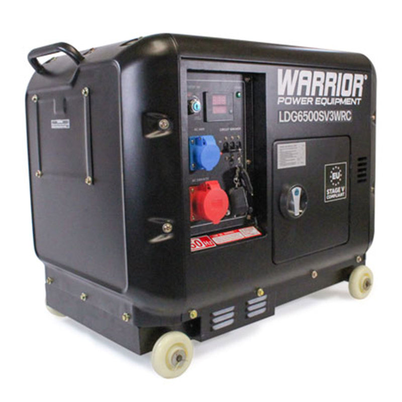 Dark Slate Gray Warrior LDG6500SV3WRC Remote Start Silent Diesel Generator 3-Phase